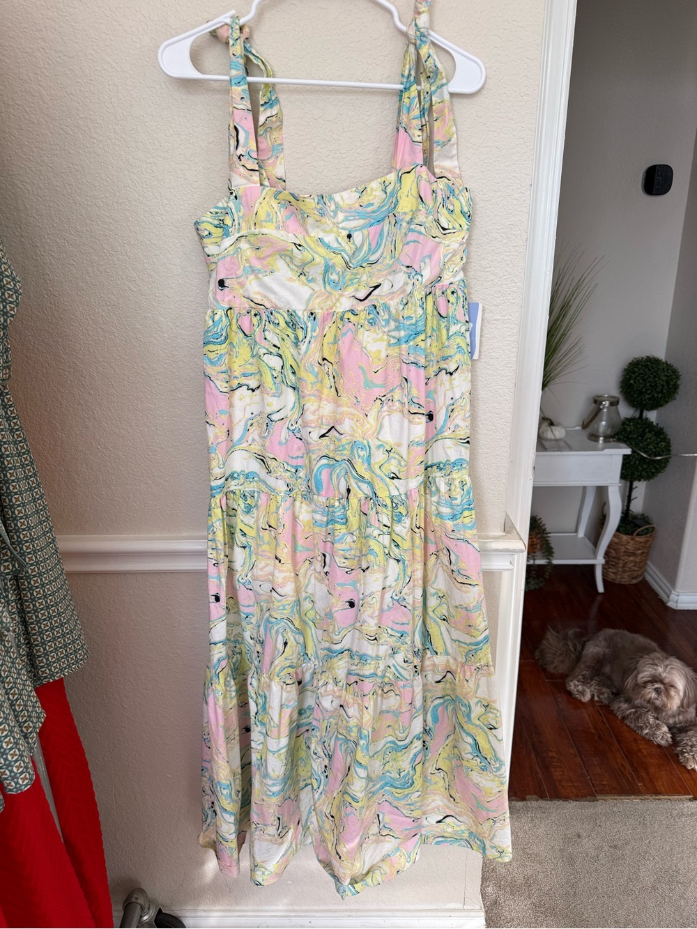 Medium Buddy Love ARLENE TIE-SHOULDER MAXI DRESS CITRON MARBLE - Picture 4 of 13